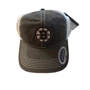 Boston Bruins Meshback Hat Baseball Cap Trucker Gray White NHL Hockey